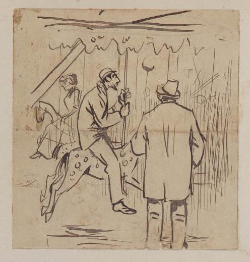 Montando los caballitos. Lápiz y tinta sobre papel, c. 1891.