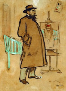 Ramon Casas Autorretrato tinta a la pluma y al pincel, gouache y lápiz grafito sobre papel 1900
