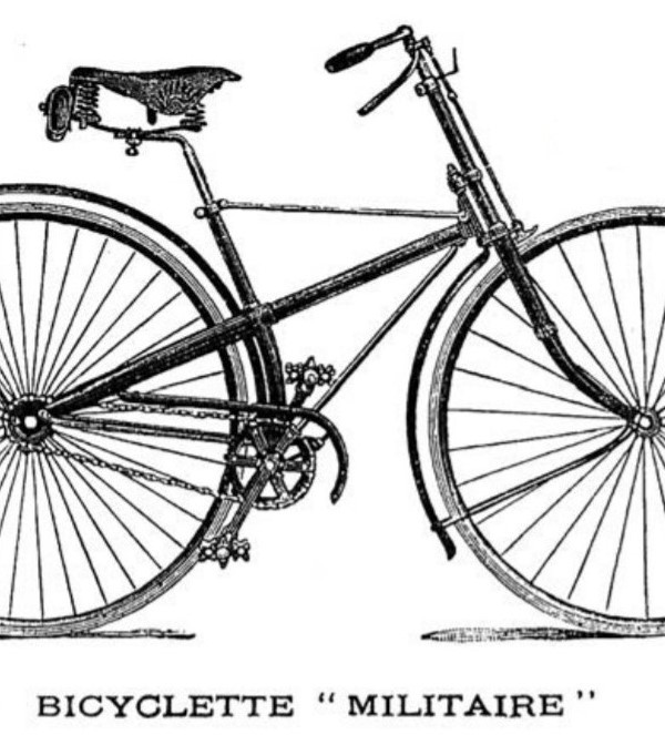 La bicicleta de seguridad de tipo militar, como la mostrada en el grabado reproducido sobre estas líneas, tuvo un éxito abrumador en las postrimerías del siglo XIX. Los principales fabricantes franceses e ingleses encontraron en ese modelo al sucesor evolucionado del velocípedo.