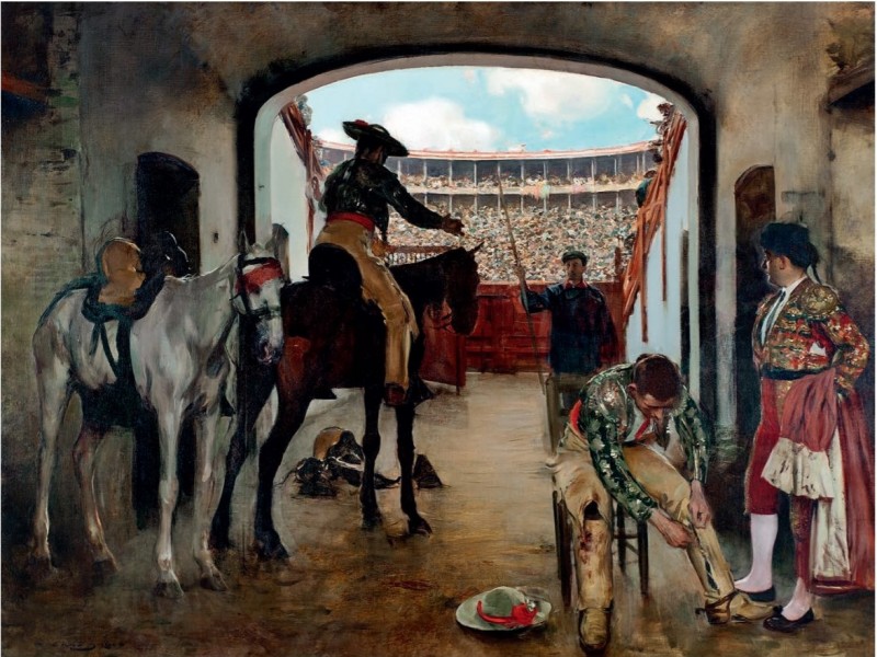 Sobre estas líneas, interior de la plaza de toros del Torín de Barcelona pintado por Casas. El artista se valía de los propios toreros y banderilleros de cada plaza utilizándolos como modelos para sus composiciones.