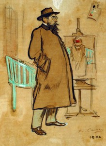 Ramon Casas autorretrato tinta a la pluma y al pincel, gouache y lápiz grafito sobre papel 1900