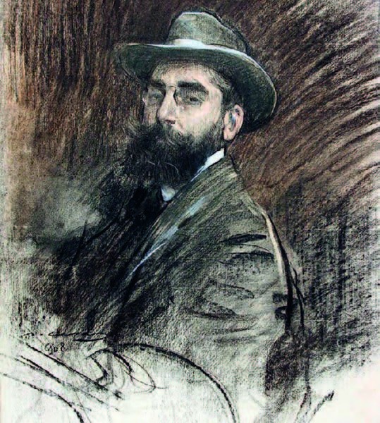 Ramon Casas autorretrato con paleta carboncillo y gouache sobre papel 1908