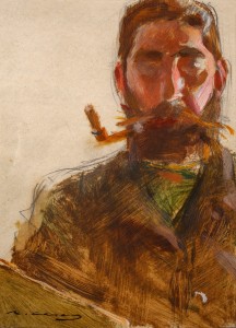 autorretrato óleo y carboncillo 1900